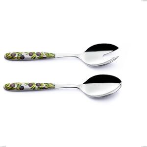 Coppia insalata Vero Taggia, acciaio 18.0 nickel free, manicatura pbt sublimato acciaio lucido, lunghezza 250 mm