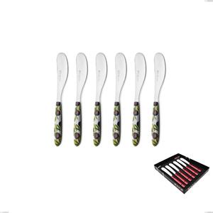 Confezione vetrina 6 pezzi spalmaburro piccolo Vero Taggia, acciaio 18.0 nickel free, manicatura pbt sublimato acciaio lucido