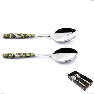 Confezione vetrina 2 pezzi insalata Vero Taggia, acciaio 18.0 nickel free, manicatura pbt sublimato acciaio lucido