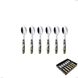 Confezione vetrina 6 pezzi cucchiaino caffe Vero Taggia, acciaio 18.0 nickel free, manicatura pbt sublimato acciaio lucido