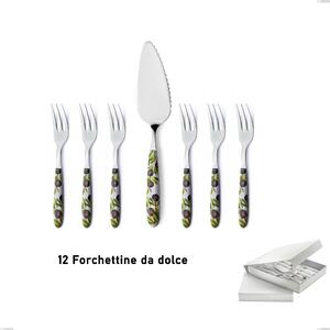 Confezione a libro 13 pezzi, forchettine pi� paletta dolce Vero Taggia, acciaio 18.0 nickel free, manicatura pbt sublimato acciaio lucido