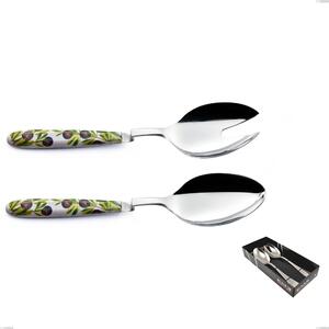 Confezione Vetrina 2 pezzi Insalata Clip Vero Taggia, acciaio 18.0 nickel free, manicatura pbt sublimato acciaio lucido