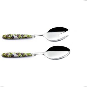 Coppia insalata Clip Vero Taggia, acciaio 18.0 nickel free, manicatura pbt sublimato acciaio lucido, lunghezza 235 mm