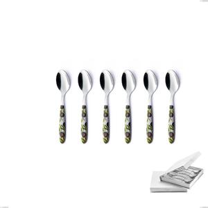 Confezione a libro 6 pezzi cucchiaini caff� Vero Taggia, acciaio 18.0 nickel free, manicatura pbt sublimato acciaio lucido