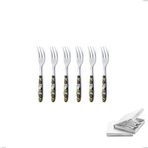 Confezione a libro 6 pezzi forchette dolce Vero Taggia, acciaio 18.0 nickel free, manicatura pbt sublimato acciaio lucido
