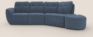 Cerbero divano angolare con pouf mobile in morbido bouclé impermeabile