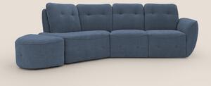 Cerbero divano angolare con pouf mobile in morbido bouclé impermeabile