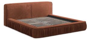 Letto matrimoniale imbottito color terracotta con contenitore e rete inclusi 160x200 cm Keoni – Makamii