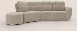Cerbero divano angolare con pouf mobile in morbido bouclé impermeabile
