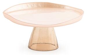 Alzata Mush in vetro rosa con piede cm 21
