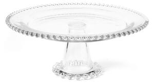 Alzata con piede Collier in vetro trasparente con ala perlinata cm 30,5