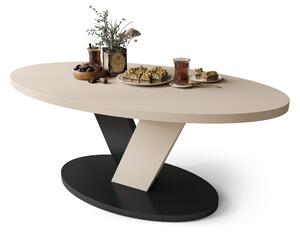 LOVA Beige/Nero – TAVOLINO OVALE 110x60 cm TAVOLINO DA CAFFÈ MODERNO