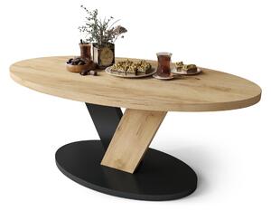 LOVA Rovere Craft Gold/Nero – TAVOLINO OVALE 110x60 cm TAVOLINO DA CAFFÈ MODERNO