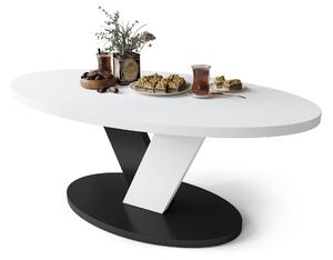 LOVA Bianco/Nero – TAVOLINO OVALE 110x60 cm TAVOLINO DA CAFFÈ MODERNO