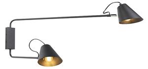 Lampada da parete moderna smart nera 2 luci regolabile con WiFi A60 - Lune