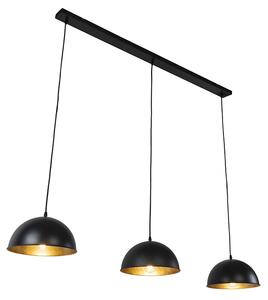 Lampada a sospensione intelligente nera con oro 3 luci incl. Wifi A60 - Magnax