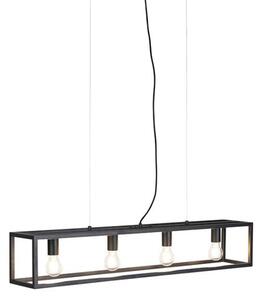 Lampada a sospensione industriale intelligente nera incl. 4 WiFi A60 - Cage
