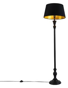 Lampada da terra intelligente nera con paralume nero con oro 45 cm incl. Wifi A60 - Classico