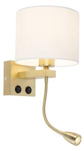 Lampada da parete intelligente oro con paralume bianco incl. Wifi A60 - Brescia
