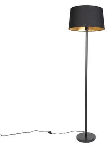 Lampada da terra intelligente nera con paralume nero 45 cm incl. WiFi A60 - Simplo