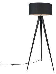 Lampada da terra intelligente nera con paralume nero incl. Wifi A60 - Ilse