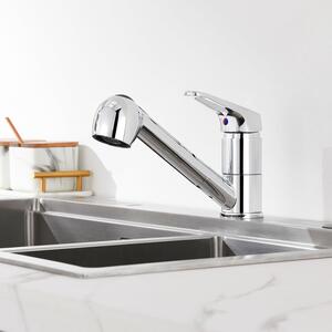 Auralum Rubinetto monocomando per cucina con 2 tipi di getto Doccetta per piatti Rubinetto da cucina estraibile Rubinetto per lavello Rubinetto girevole a 360° Cromo Monocomando