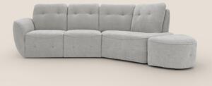 Cerbero divano angolare con pouf mobile in morbido bouclé impermeabile