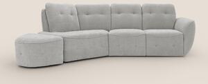 Cerbero divano angolare con pouf mobile in morbido bouclé impermeabile