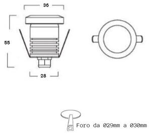 Faretto LED 1W IP65 Tondo Luce Diffusa - Professional Colore Bianco Naturale 4.000K