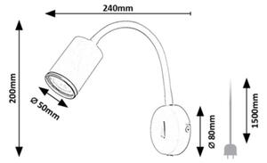 Rabalux 73111 - Faretto da parete NOLIE 1x GU10/15W/230V nero
