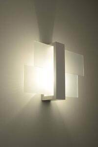 Applique da Soffitto in Legno e Vetro FENIKS 1 E27 Bianca da Interno