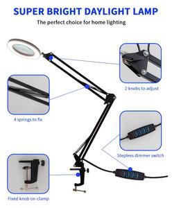 Brilagi - Lampada da tavolo LED dimmerabile con una lente d'ingrandimento LED/12W/5V 3000/4200/6000K nero