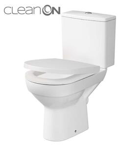 Cersanit City - WC monoblocco con copriwater SoftClose, scarico posteriore, ingresso laterale, CleanOn, bianco K35-035