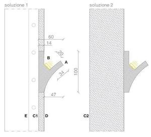 Cornice Pitturabile da Incasso o a Superficie per Strisce LED - 115m Variante Lunghezza 115 Metri