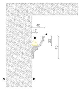 Cornice Pitturabile Convessa per parete per Strisce LED - 2m Variante Lunghezza 2 Metri
