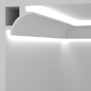 Cornice Pitturabile Doppio taglio di luce Angolare per Strisce LED - 2m Variante Lunghezza 2 Metri