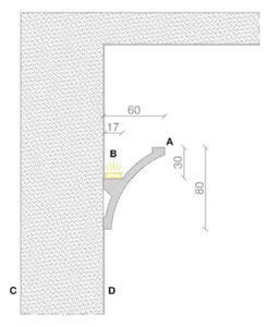 Cornice Pitturabile Stondata per parete per Strisce LED - 2m Variante Lunghezza 2 Metri