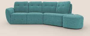 Cerbero divano angolare con pouf mobile in morbido bouclé impermeabile