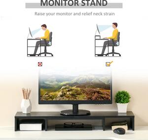 Vinsetto Supporto Monitor in MDF con Lunghezza e Angolazione Regolabile per Laptop, PC, Stampanti e TV, 80-117x23.5x10cm, Nero