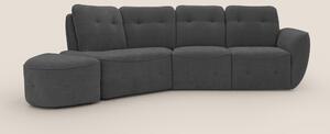 Cerbero divano angolare con pouf mobile in morbido bouclé impermeabile