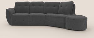 Cerbero divano angolare con pouf mobile in morbido bouclé impermeabile
