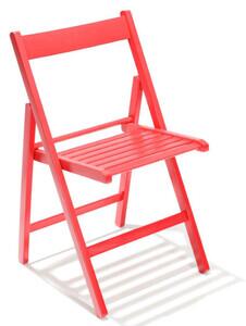 Salmar Sedia per Esterni Set 4 Sedie Pieghevoli in Legno Massello Sedute a 7 Doghe Salvaspazio colore Rosso - Liberty
