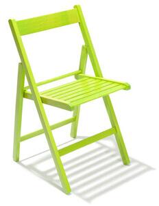 Salmar Sedia per Esterni Set 4 Sedie Pieghevoli in Legno Massello Seduta a 7 Doghe Salvaspazio colore Verde - Liberty