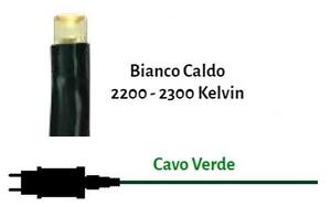 Catenaria NATALIZIA LED 8 GIOCHI DI LUCE 23m Cavo VERDE IP44 Colore Bianco Caldo 2200 - 2300 °K