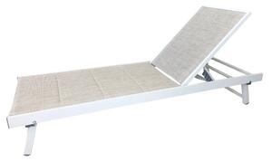 Lettino Prendisole da Giardino Reclinabile Tenerife 188x63,5x73/30,5 cm in Alluminio e Textilene Bianco e Melange