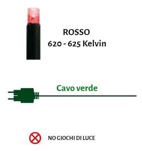 Catenaria Natalizia LED 11.6m IP65 Cavo VERDE Luce ROSSO Colore Rosso 620 - 625 °K