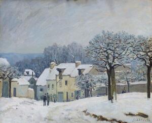 Riproduzione The Place du Chenil at Marly-le-Roi Snow 1876, Alfred Sisley