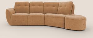 Cerbero divano angolare con pouf mobile in morbido bouclé impermeabile