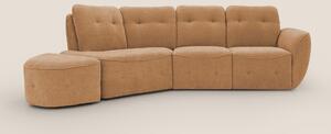 Cerbero divano angolare con pouf mobile in morbido bouclé impermeabile