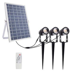Kit 3 Faretti LED Solare con Picchetto 3x5W con Telecomando incluso Colore Bianco Naturale 4.000K